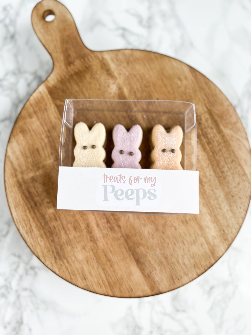 Three mini Peeps cookies
